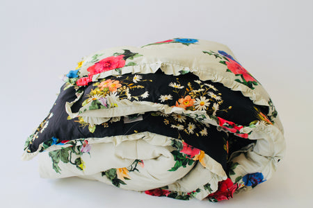 PAINTED PISTACHIO FLORAL AND  FLORAL DIAMOND CUSHION