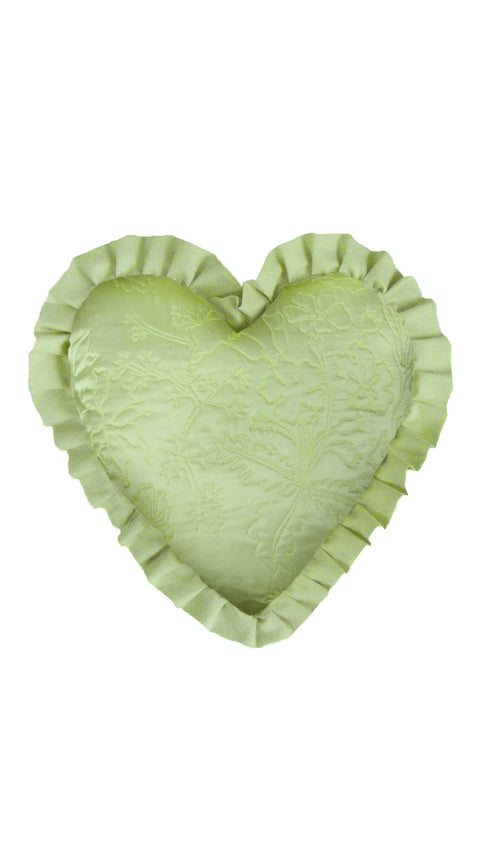 PRE-ORDER LIME GREEN HEART QUILTED CUSHION