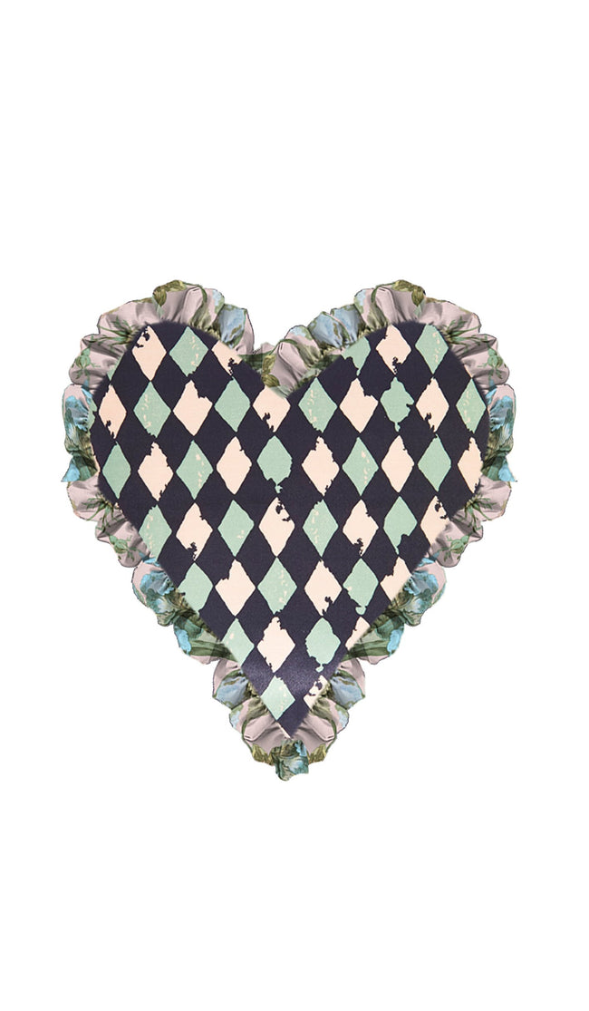 PRE-ORDER ORCHID BLOOM & PASTEL HARLEQUIN HEART CUSHION