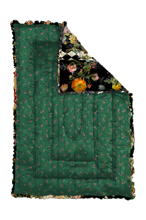 GREEN ETCHED FLORAL QUILTED EIDERDOWN
