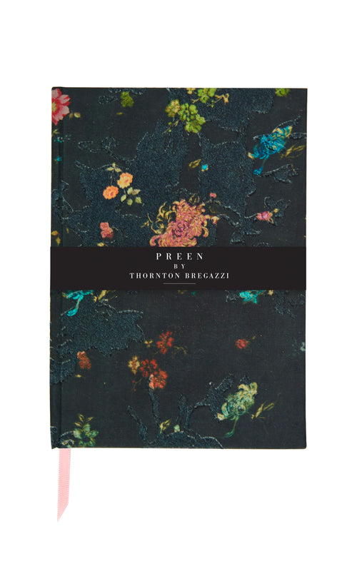BLACK WOVEN FLORAL NOTEBOOK