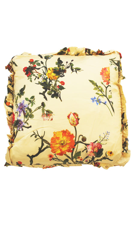 MONACROME STRIPE AND PAINTED NUDE FLORAL CUSHION