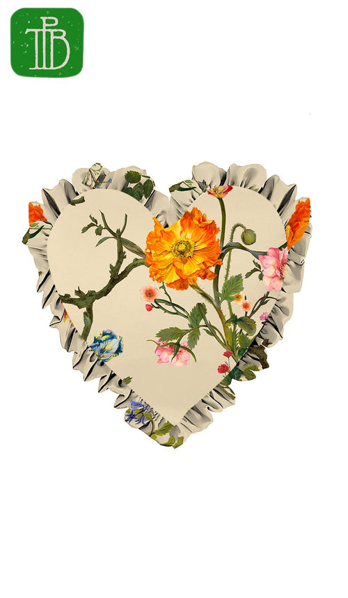 PRE-ORDER MEADOW BLOOM & SHADOW HARLEQUIN HEART CUSHION